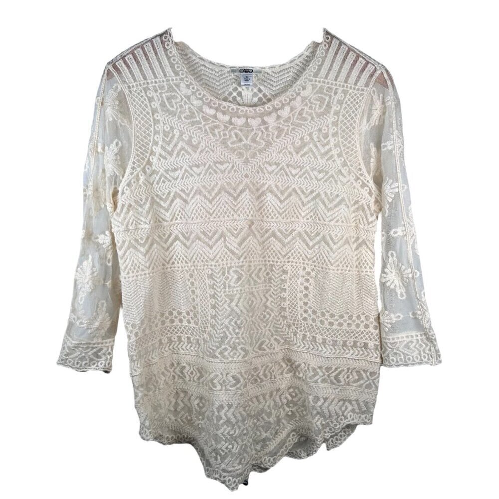 Cato Crochet Size Medium Pull On Top Blouse Boho Festival Western Cottagecore